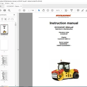 DYNAPAC Vibratory Roller CC224CHF Operation & Maintenance Instruction Manual PDF DOWNLOAD