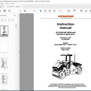 DYNAPAC Vibratory Roller CC232CHF Operation & Maintenance Instruction Manual PDF DOWNLOAD