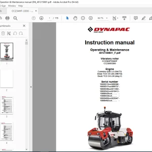 DYNAPAC Vibratory Roller CC234HF CC334HF CC2300 CC3300  Operating & Maintenance Instruction Manual PDF DOWNLOAD