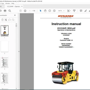 DYNAPAC Vibratory Roller CC234HF Operating & Maintenance Instruction Manual PDF DOWNLOAD
