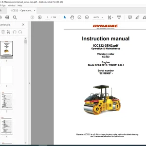 DYNAPAC Vibratory Roller CC322 Operating & Maintenance Instruction Manual PDF DOWNLOAD