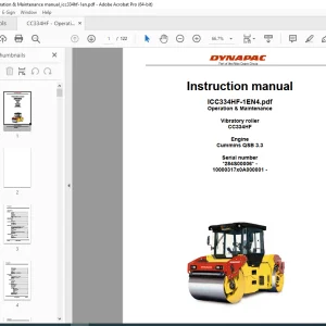 DYNAPAC Vibratory Roller CC334HF Operation & Maintenance Instruction Manual PDF DOWNLOAD