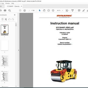 DYNAPAC Vibratory Roller CC384HF Operation & Maintenance Instruction Manual PDF DOWNLOAD