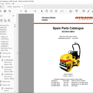 DYNAPAC Vibratory Roller CC800 Parts Manual SCC800-3EN3 PDF DOWNLOAD