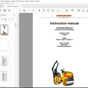 DYNAPAC Vibratory Roller CC900S Operation & Maintenance Instruction Manual PDF DOWNLOAD