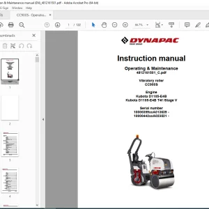 DYNAPAC Vibratory Roller CC900S Operation & Maintenance Instruction Manual PDF DOWNLOAD