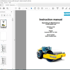 DYNAPAC Vibratory roller CA300 Operating & Maintenance Instruction Manual PDF DOWNLOAD