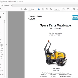 Dynapac CC1000 Vibratory Roller Spare Parts Catalogue Manual - PDF DOWNLOAD