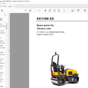 Dynapac CC1100 CC Vibratory Roller Spare parts list Manual - PDF DOWNLOAD