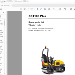 Dynapac CC1100 Plus Vibratory Roller Spare parts list Manual - PDF DOWNLOAD