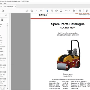 Dynapac CC1100 Vibratory Roller Spare Parts Catalogue Manual - PDF DOWNLOAD
