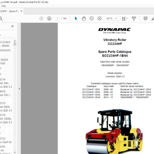 Dynapac CC234HF Vibratory Roller Spare Parts Catalogue Manual - PDF DOWNLOAD