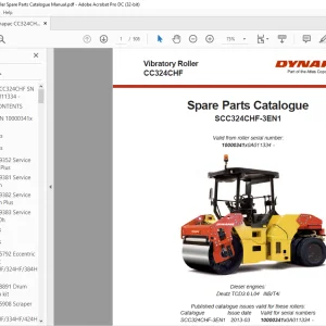 Dynapac CC324CHF Vibratory Roller Spare Parts Catalogue Manual - PDF DOWNLOAD