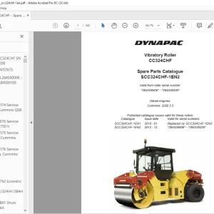 Dynapac CC324CHF Vibratory Roller Spare Parts Catalogue Manual - PDF DOWNLOAD