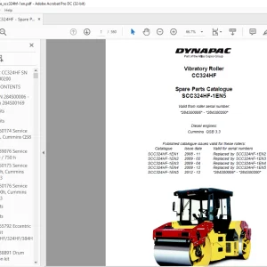 Dynapac CC324HF Vibratory Roller Spare Parts Catalogue Manual - PDF DOWNLOAD