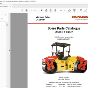 Dynapac CC384HF Vibratory Roller Spare Parts Catalogue Manual - PDF DOWNLOAD