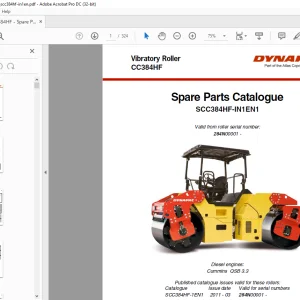 Dynapac CC384HF Vibratory Roller Spare Parts Catalogue Manual - PDF DOWNLOAD