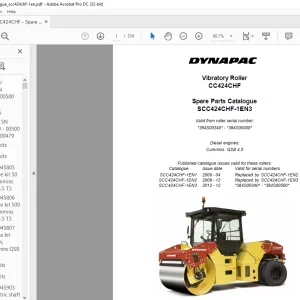 Dynapac CC424CHF Vibratory Roller Spare Parts Catalogue Manual - PDF DOWNLOAD