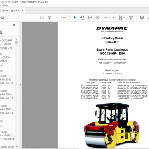 Dynapac CC424HF Vibratory Roller Spare Parts Catalogue Manual - PDF DOWNLOAD