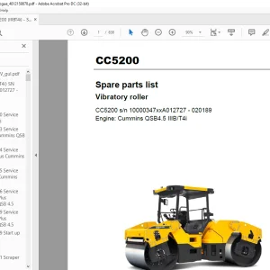 Dynapac CC5200 Vibratory roller Spare parts list Manual - PDF DOWNLOAD