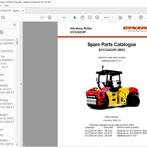 Dynapac CC524CHF Vibratory Roller Spare Parts Catalogue Manual - PDF DOWNLOAD