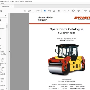 Dynapac CC524HF Vibratory Roller Spare Parts Catalogue Manual - PDF DOWNLOAD