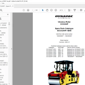Dynapac CC524HF Vibratory Roller Spare Parts Catalogue Manual - PDF DOWNLOAD