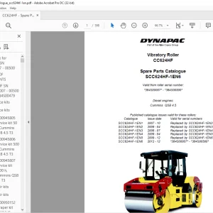 Dynapac CC624HF Vibratory Roller Spare Parts Catalogue Manual - PDF DOWNLOAD