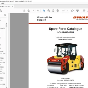 Dynapac CC624HF Vibratory Roller Spare Parts Catalogue Manual - PDF DOWNLOAD
