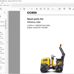 Dynapac CC800 Vibratory Roller Spare Parts list Manual - PDF DOWNLOAD
