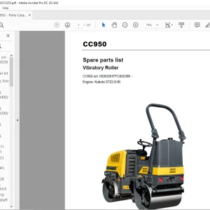 Dynapac CC950 Vibratory Roller Spare parts list Manual - PDF DOWNLOAD