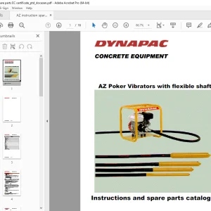 Dynapac CONCRETE EQUIPMENT AZ Poker Vibrators with flexible shaft Instructions and spare parts catalogue 4700369049 PDF DOWNLOAD