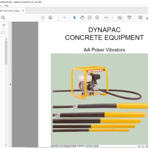 Dynapac Concrete Equipment AA Poker Vibrators Instructions & spare parts catalogue Manual  - PDF DOWNLOAD