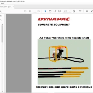 Dynapac Concrete Equipment AZ Poker Vibrators with flexible shaft Instructions & spare parts catalogue Manual 4812050391 - PDF DOWNLOAD
