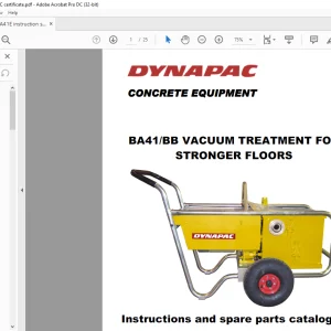 Dynapac Concrete Equipment BA41 BB VACUUM TREATMENT FOR STRONGER FLOORS Instructions & spare parts catalogue Manual 4700369943 -  PDF DOWNLOAD