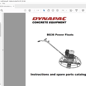 Dynapac Concrete Equipment BG36 Power Floats Instructions & spare parts catalogue Manual  - PDF DOWNLOAD