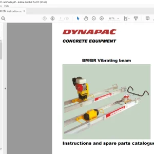 Dynapac Concrete Equipment BM BR Vibrating beam Instructions & spare parts catalogue Manual 4700367205 - PDF DOWNLOAD