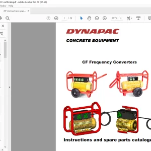 Dynapac Concrete Equipment CF Frequency Converters Instructions & spare parts catalogue Manual 4812050294 - PDF DOWNLOAD