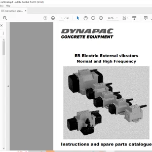 Dynapac Concrete Equipment ER Electric External vibrators Normal and High Frequency Instructions and spare parts catalogue Manual 4812050295 - PDF DOWNLOAD