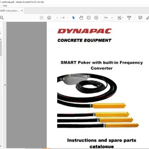 Dynapac Concrete Equipment SMART Poker with built-in Frequency Converter Instructions & spare parts catalogue Manual 4700368698 - PDF DOWNLOAD