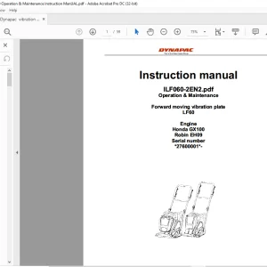 Dynapac Forward moving vibration plate LF60 Operation & Maintenance Instruction Manual -PDF DOWNLOAD