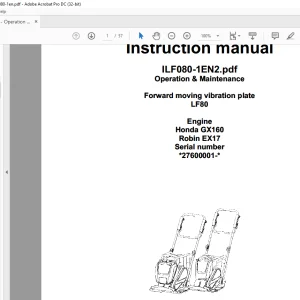 Dynapac Forward moving vibration plate LF80 Operation & Maintenance Instruction Manual  - PDF DOWNLOAD