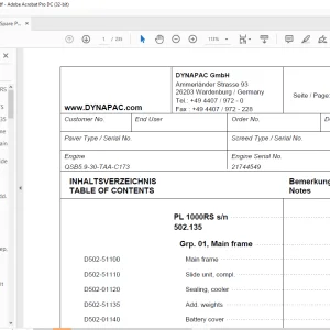Dynapac PL 1000RS Engine QSB5.9-30-TAA-C173 Spare parts list Manual - PDF DOWNLOAD