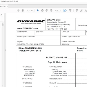 Dynapac PL350TD Engine CUMMINS B3.3 C60 45kW COMIII parts Manual  - PDF DOWNLOAD
