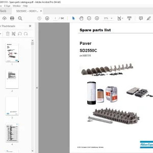 Dynapac Paver SD2550C Spare Parts Manual SN 0G001310 PDF DOWNLOAD