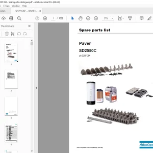Dynapac Paver SD2550C Spare Parts Manual SN 0G001384 PDF DOWNLOAD