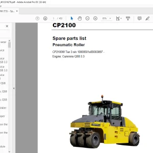 Dynapac Pneumatic  Roller CP2100W Tier 3 Spare parts list Manual  - PDF DOWNLOAD
