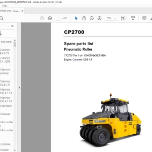 Dynapac Pneumatic  Roller CP2700 Tier 3 Spare parts list Manual  - PDF DOWNLOAD