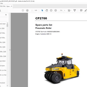Dynapac Pneumatic Roller CP2700 Tier 4i Spare parts list Manual - PDF DOWNLOAD