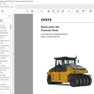 Dynapac Pneumatic  Roller CP275 (IIIAT3) Spare parts list Manual  - PDF DOWNLOAD